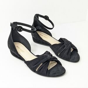 Nine West Lumsi Strappy Sandals, Black Leather, Women's 5.5